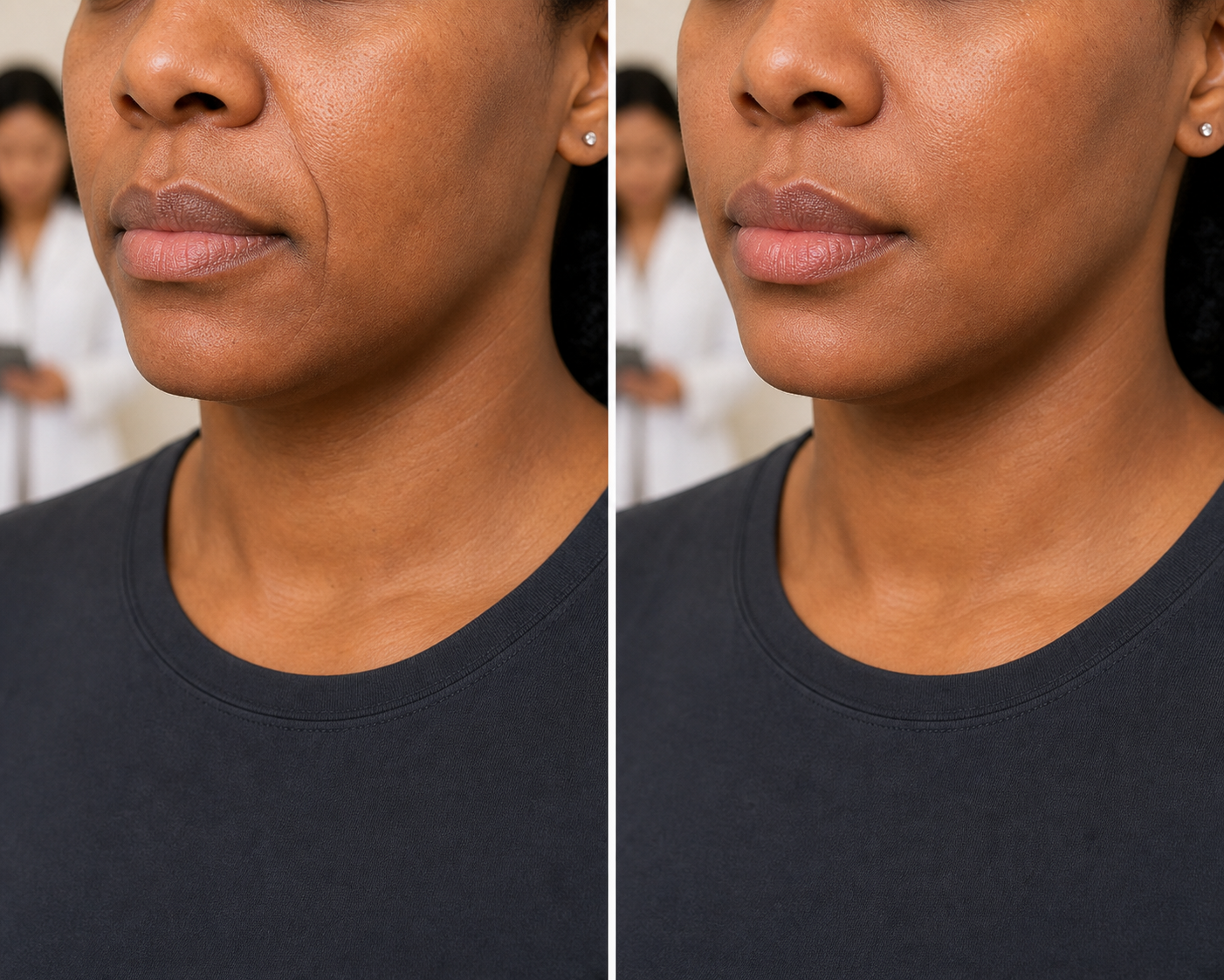 Illustration clinique comparative d’un traitement esthétique du visage