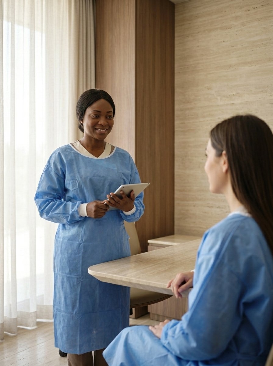 Membre de l’équipe infirmière échangeant avec une patiente
